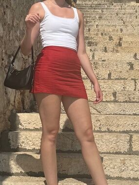 Reformation Veranda Linen Skirt Sundried Tomato Size 4